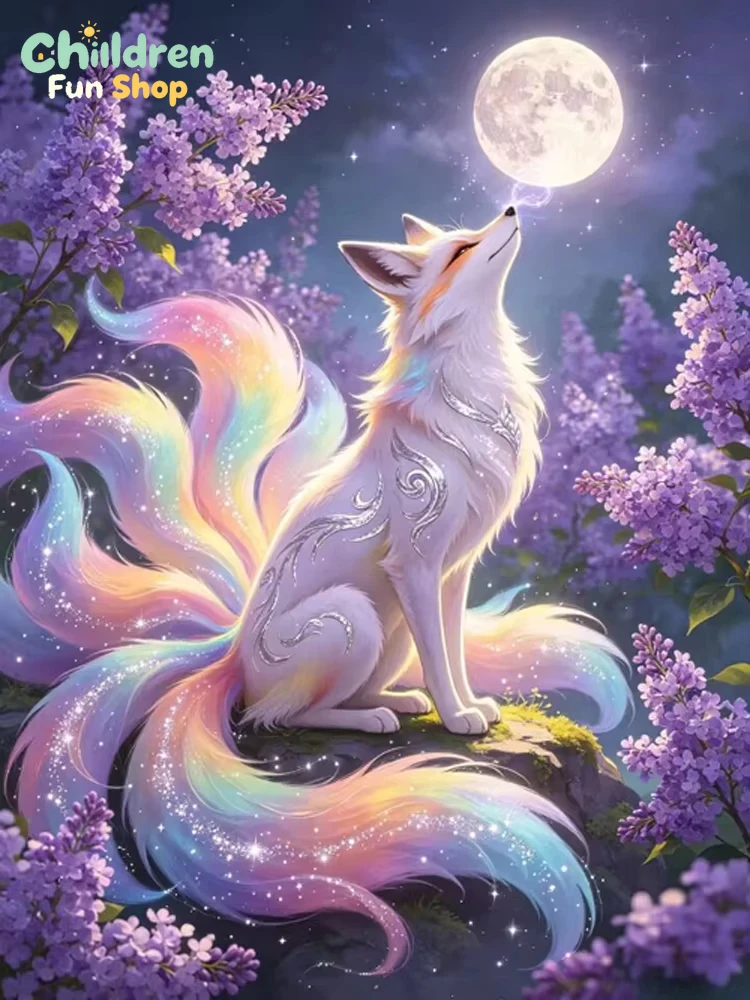 Rainbow Glowing Nine Tails Fox - Resin Art Wallpaper ulasan dan harga